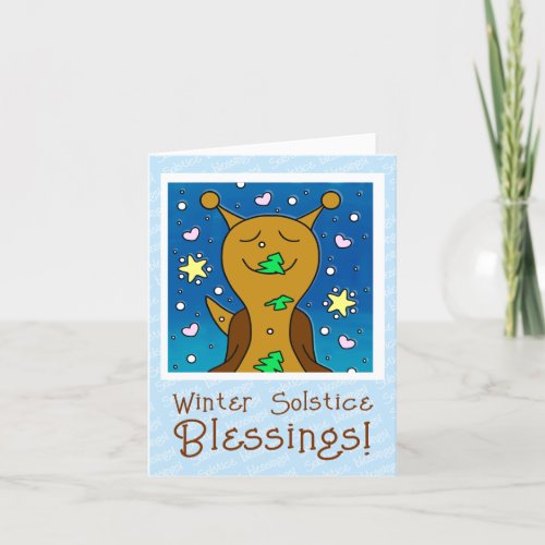 Cute Snail Winter Solstice Blessings Holiday Card