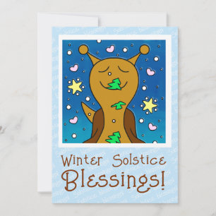 Cute Snail Winter Solstice Blessings Holiday Card