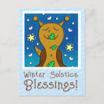 Cute Snail Winter Solstice Blessings Holiday Postcard