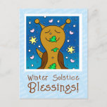 Cute Snail Winter Solstice Blessings Holiday Postcard