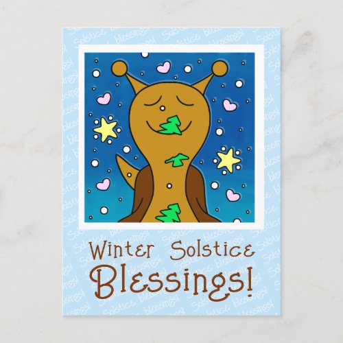 Cute Snail Winter Solstice Blessings Holiday Postcard