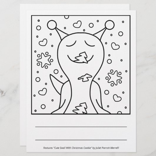 Cute Snail With Christmas Cookie | Coloring Page (Front/Back)
