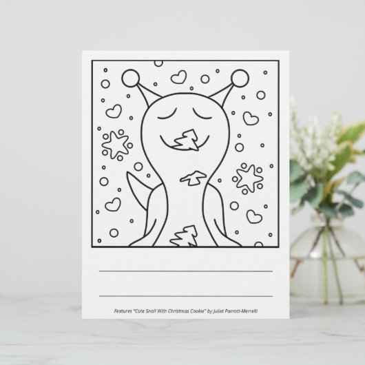 Cute Snail With Christmas Cookie | Coloring Page (Standing Front)