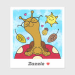 Cute Snail With Glasses On Mushroom Fall Vinyl Sticker