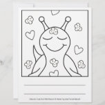 Cute Snail With Popcorn And Hearts | Coloring Page