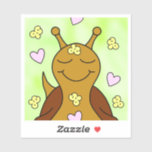 Cute Snail With Popcorn And Hearts | Vinyl  Sticker
