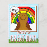 Cute Snail With Rainbow Have A Great Day Hello Postcard