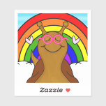 Cute Snail With Rainbow, Hearts And Glasses Sticker