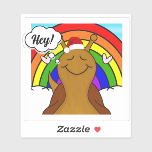 Cute Snail With Rainbow Merry Christmas Vinyl Sticker