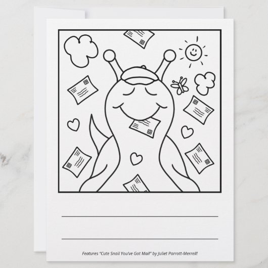 Cute Snail You’ve Got Mail Coloring Page (Front)