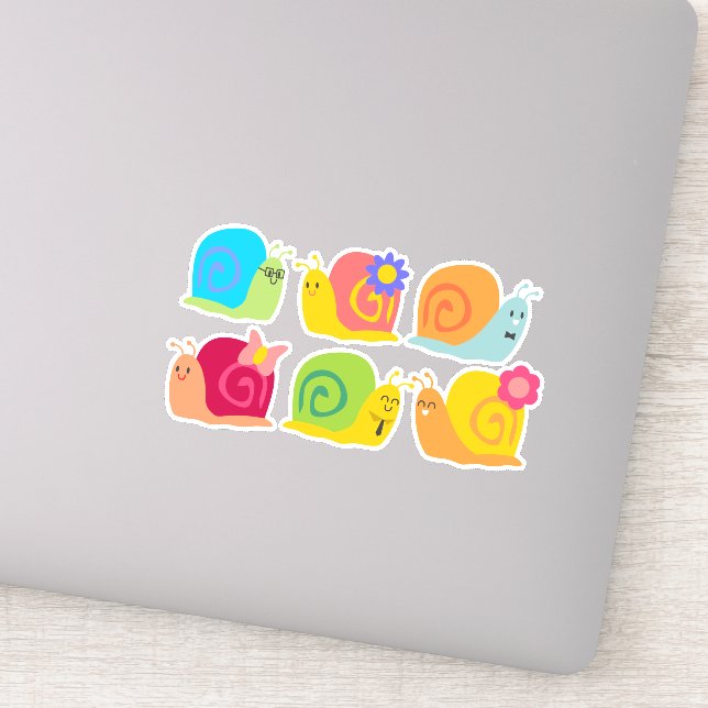 Cute snails back to school art sticker (Detail)
