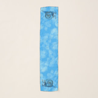 Cute Snails Blue Pattern Shells on Puffs of blue Scarf