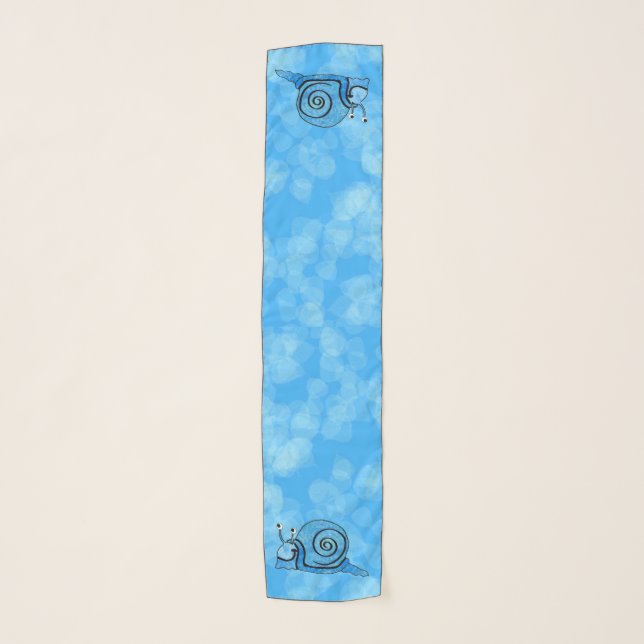 Cute Snails Blue Pattern Shells on Puffs of blue Scarf (Front)