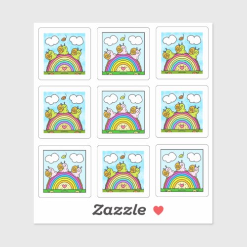 Cute Snails Crossing Rainbow Log Assorted Vinyl  Stickers
