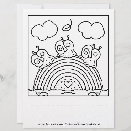 Cute Snails Crossing Rainbow Log Coloring Page