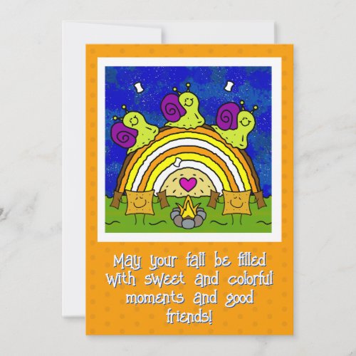 ❤️ Cute Snails Crossing Rainbow Log Fall Card
