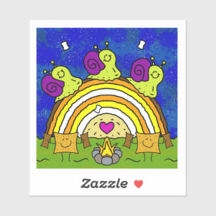 Cute Snails Crossing Rainbow Log Fall Vinyl Sticker