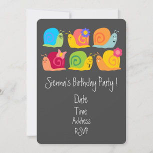 Cute snails girls cute birthday party invitation