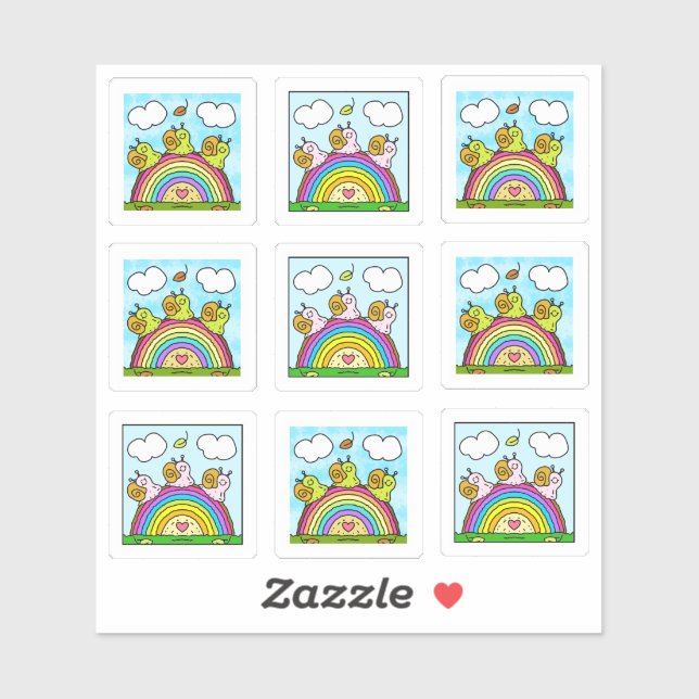 Cute Snails Rainbow Log Tiny Art Series Sticker (Sheet)