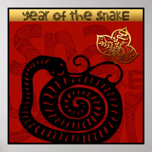 Cute Snake Chinese New Year Zodiac Birthday 40x40 Poster