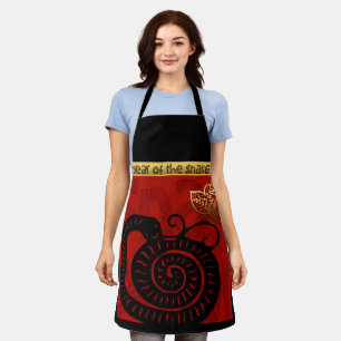 Cute Snake Chinese New Year Zodiac Birthday AWA Apron