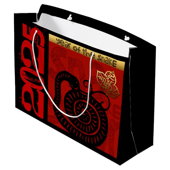 Cute Snake Chinese New Year Zodiac Birthday LGB Large Gift Bag (Back Angled)