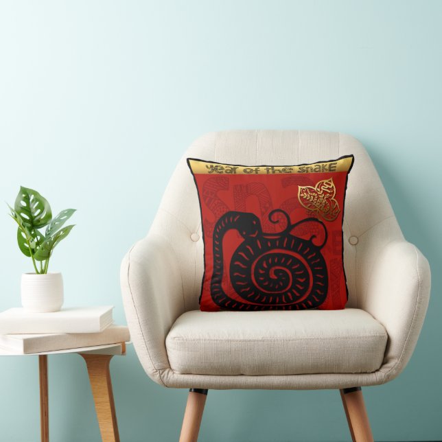 Cute Snake Chinese New Year Zodiac Birthday SqP Throw Pillow (Chair)
