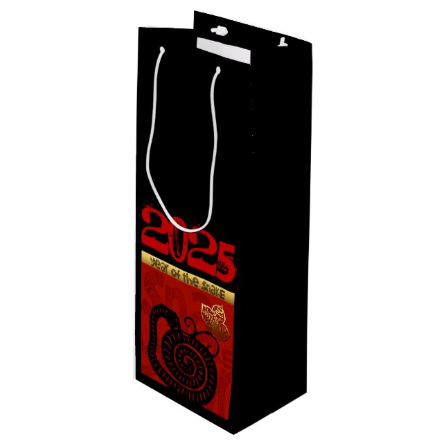 Cute Snake Chinese New Year Zodiac Birthday WGB Wine Gift Bag (Front Angled)