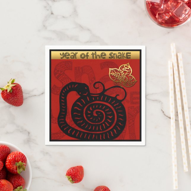 Cute Snake Chinese Year 2025 Zodiac Birthday PN Napkins (Insitu)
