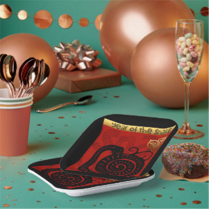 Cute Snake Chinese Year 2025 Zodiac Birthday PP Paper Plates