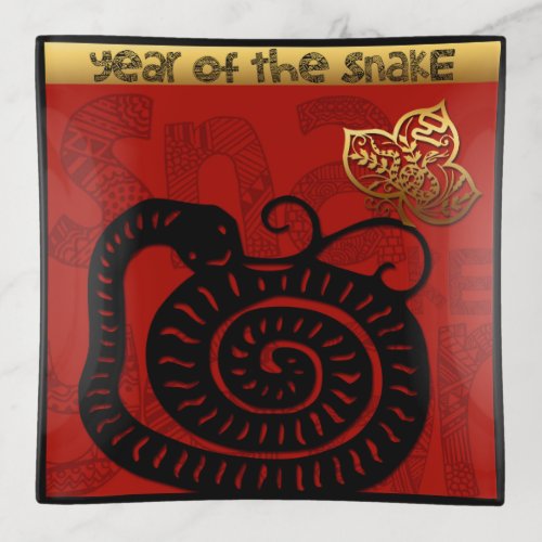 Cute Snake Chinese Year Zodiac Birthday Square TT Trinket Tray