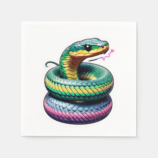 Cute Snake Illustration Napkins (Front)