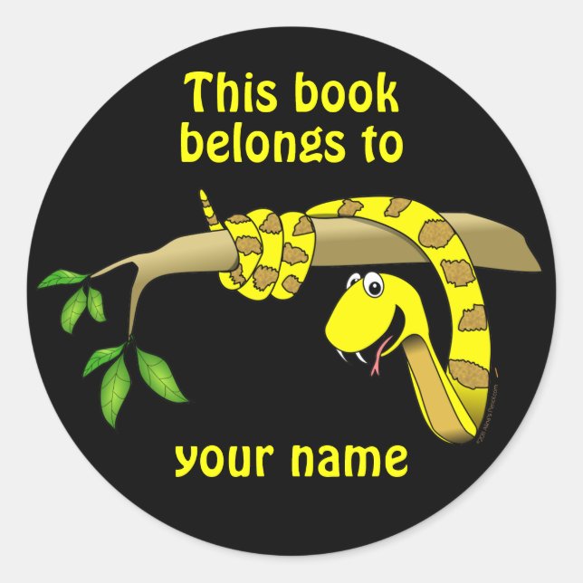 Cute Snake in a Tree Reptile Custom Bookplates (Front)