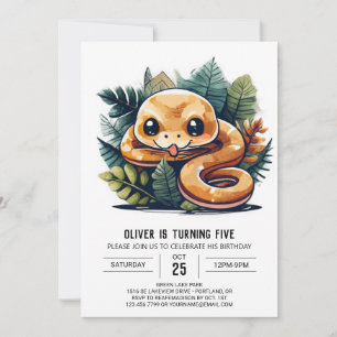 Cute Snake Jungle Birthday Invitation