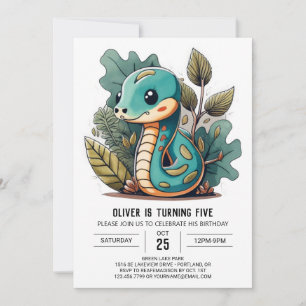 Cute Snake Kids Birthday Invitation
