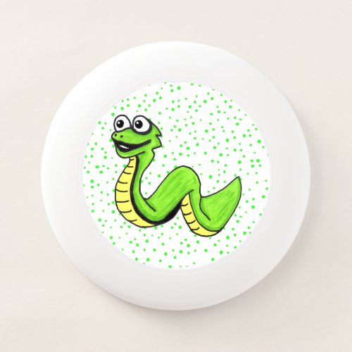 Cute Snake Neon Green and Yellow Polka Dots Wham_O Frisbee