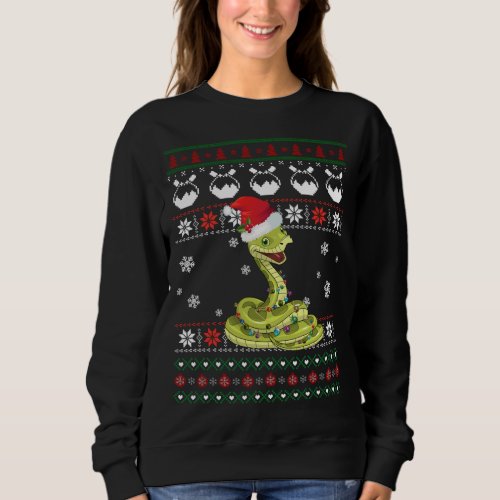 Cute Snake Ugly Sweater Christmas Light Pajama Gif