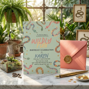 Cute Snake Wildly Fun Birthday Celebration Invitation
