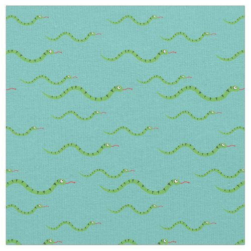 Cute Snakes Kid Baby Nursery Teal Reptiles Fabric