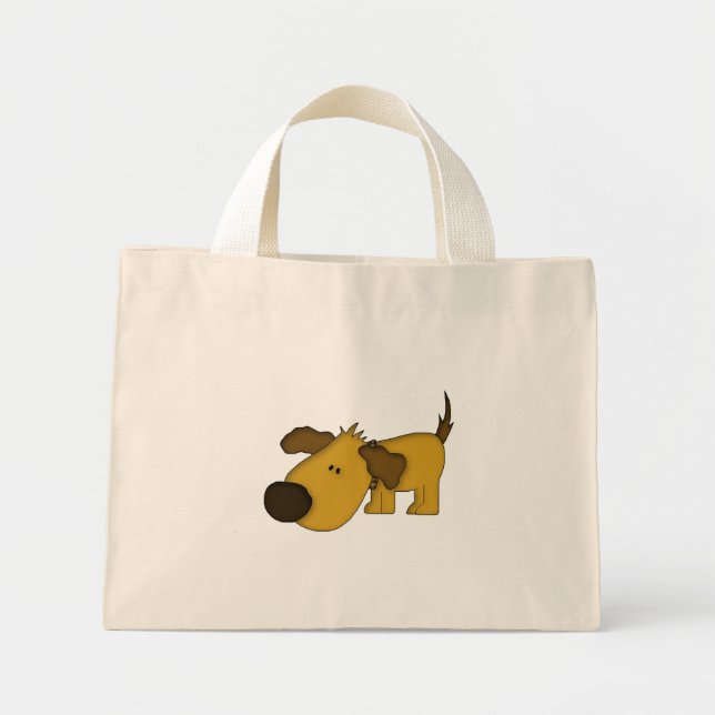 Cute sniffing dog tote reusable shopping bag (Front)