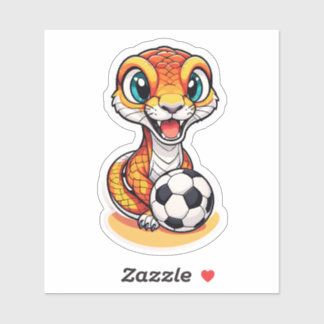Cute Sniger Tiger Snake Playing Soccer Sticker