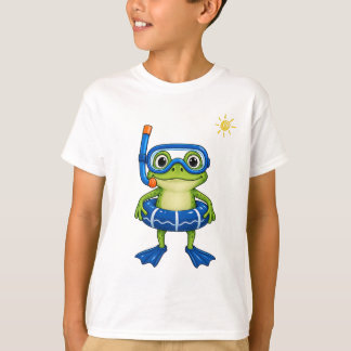Cute Snorkeling Frog Swimming Cartoon T-Shirt