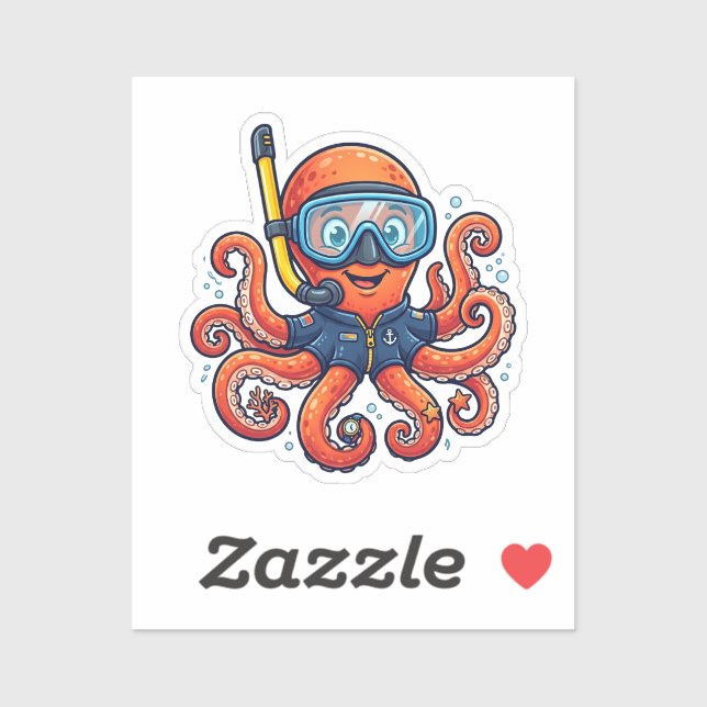 Cute Snorkeling Octopus - Ocean Explorer Sticker (Sheet)