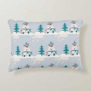 Cute Snow Bear Kids Christmas   Accent Pillow