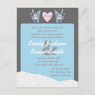Cute snow bunny skier custom wedding invites