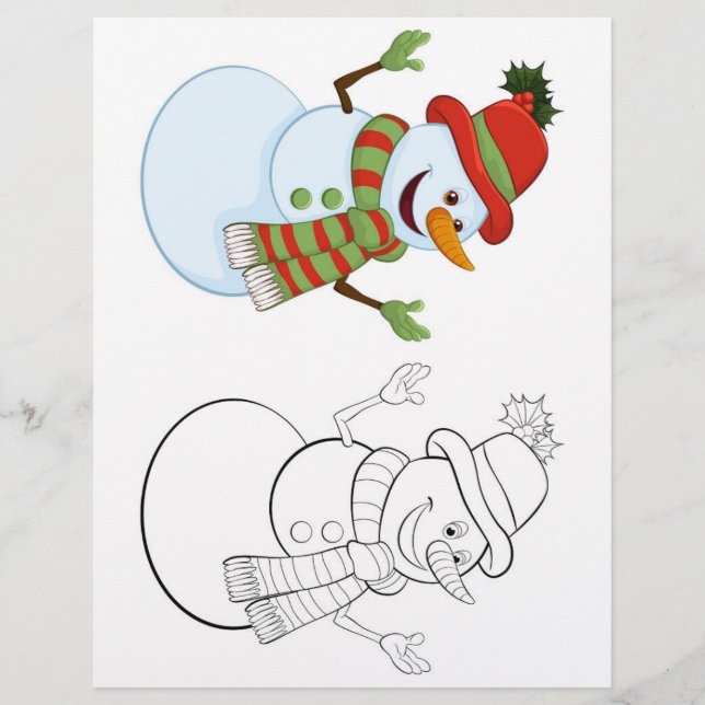 Cute snow cartoon coloring page  (Front)