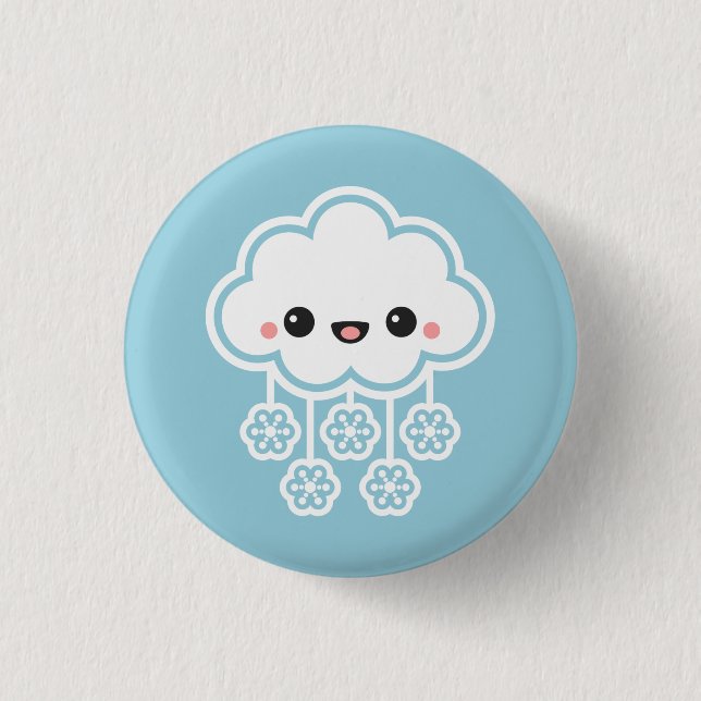 Cute Snow Cloud Pinback Button (Front)