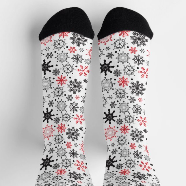 Cute Snow Flakes Colorful Illustration Pattern Socks (Top)