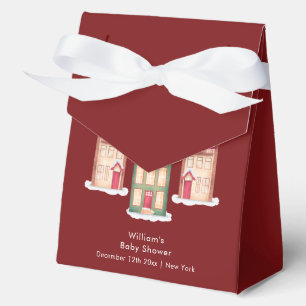 Cute Snow Gingerbread Village Baby Shower Favor Boxes