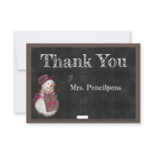 Cute Snow Girl Chalkboard Thank You Teacher